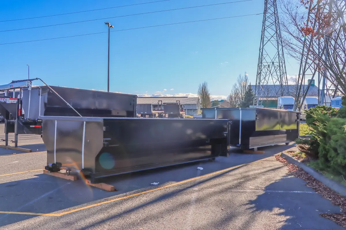 Roll-off dumpster ready for waste disposal at job site for 2 Yard Dumpster Rental in Waconia